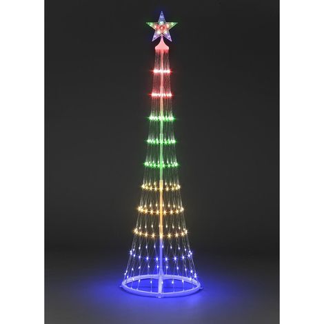 1.8m Light Up Christmas Cone Tree 220 Warm Multicolour  LEDs Indoor Outdoor Garden (1/4)
