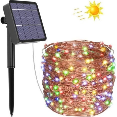 20 m guirlande lumineuse solaire, 200 LED, étanche IP55, 8 modes d'éclairage, pour jardin et extérieur