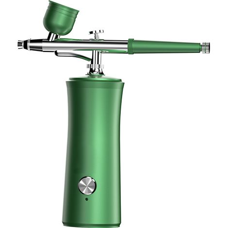 Pistolet à clous aérographe sans fil avec compresseur d'air, kit pistolet à clous aérographe portable sans fil pour voiture, kit aérographe portatif rechargeable (vert) (1/5)