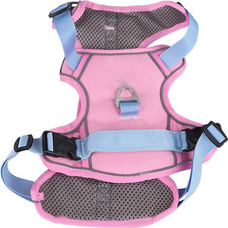 Verstellbares, reflektierendes, atmungsaktives und weiches Hundegeschirr, ideal zum Spazierengehen, Laufen und Trainieren. Rosa, Größe S. (1/5)