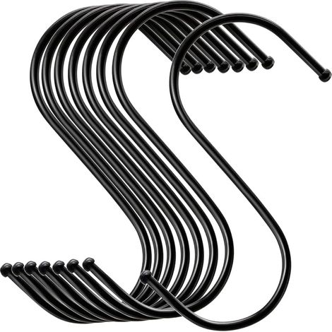 20 S-Haken, multifunktionale Metallhaken für Küche, Badezimmer, Schlafzimmer, Büro, Garten (Schwarz, Groß) (1/2)