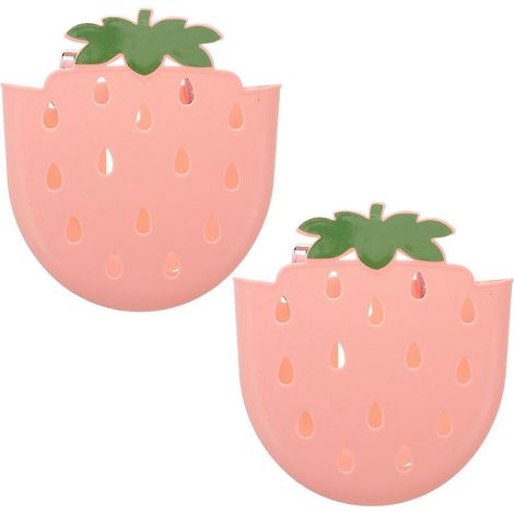 Lot de 2 paniers de vélo pour enfants : rangement en plastique à fixer sur le guidon avant – joli motif fraise pour vélos, trottinettes et tricycles – cadeau d’anniversaire (1/4)