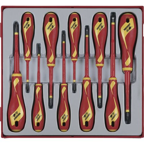 Set de tournevis isolés 1000V TT2 tray Plat- PZ- PH- TTD 10 pièces Teng Tools TTDV910N-1 (1/5)