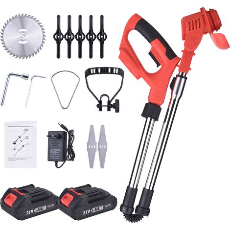 [JAMAIS UTILISÉ]Coupe-bordures et débroussailleuse électrique sans fil 21 V, extensible et pliable, puissance 1 800 W, 18 000 tr/min, 2 batteries 21 V et chargeur, 8 lames pour pelouse, arbustes et br (1/5)