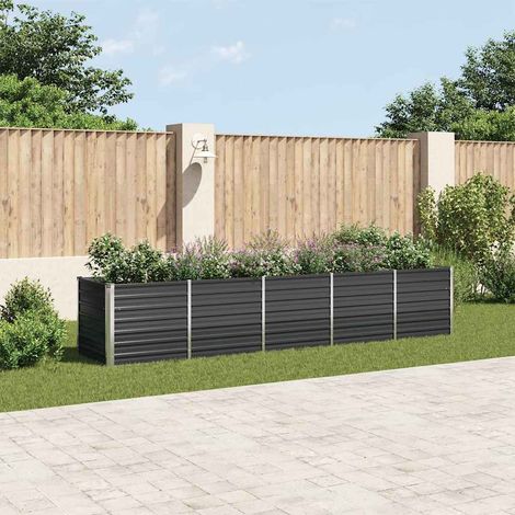 Lit surélevé de jardin-Jardinière surélevée-Bac de jardin surélevé Acier galvanisé 400x80x77 cm Anthracite (1/5)