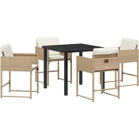 Maison Exclusive - Ensemble de salle à manger pour jardin 5 pcs Beige polyrotin (1/5)