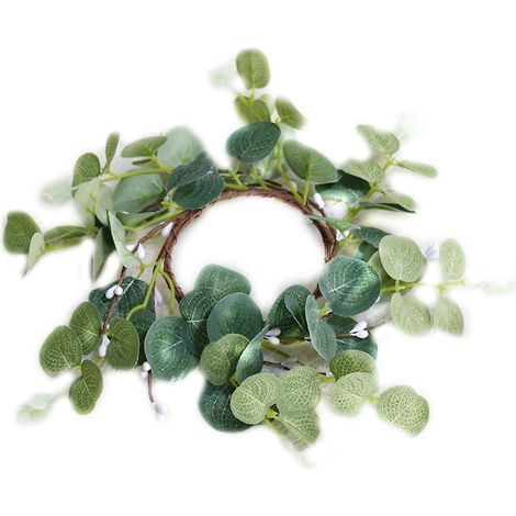 Couronne d'eucalyptus artificiel de 25 cm pour porte d'entrée couronne de feuilles vertes pour fenêtre (1/5)