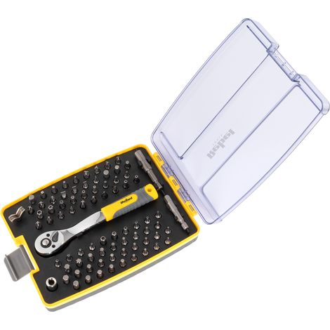 Llave de carraca + juego de 80 puntas Rebel sólida y resistente (1/3)