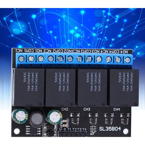 Module relais bistable autobloquant 4 canaux SL35B04 12 V avec interrupteur de commande de niveau bas (1/5)