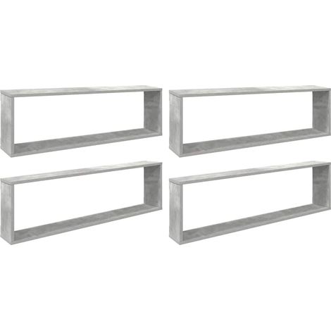 Wall Cube Shelf 4 pcs Concrete Grey 100x15x30 cm Engineered Wood vidaXL