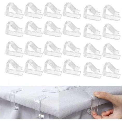 Pinces à nappe, pinces coupe-vent en plastique transparent pour la maison, la cuisine, le restaurant, épaisseur 2-3,5 cm, 24 pièces (petites) (1/5)