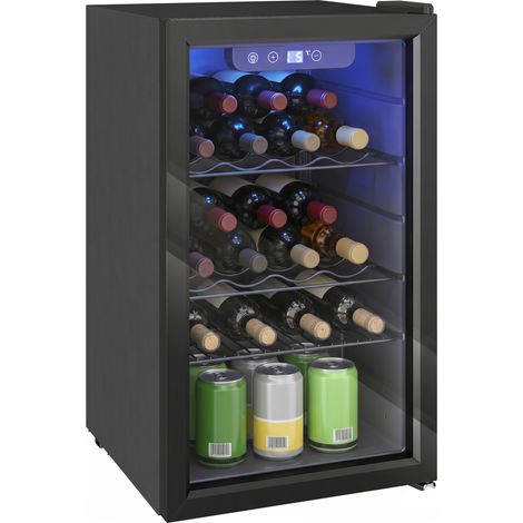 Homcom – Cave à vin de service 24 bouteilles 68L – Température réglable 4-16 °C – Porte réversible – Écran tactile – Acier noir – 43x46x74 cm