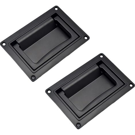 Poignée affleurante, poignée de porte affleurante, pour boîtes à outils, 130 x 91 mm, noire, 2 pièces (1/4)