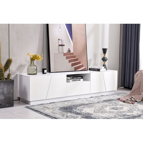 Mueble para TV blanco de 170 cm con cajón y espacios de almacenaje (1/5)