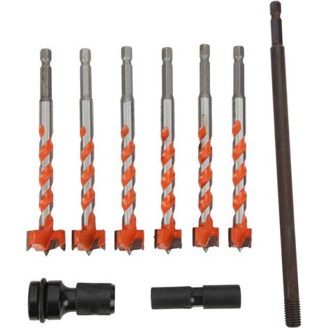Foret Forstner 6 PCS. Finition Sophistiquée. Dureté élevée et Résistance à L'usure. Jeu de Forets de Positionnement de 16-25 Mm. Foret à Filetage Allongé. Jeu de Forets pour Scie Cloche (1/5)