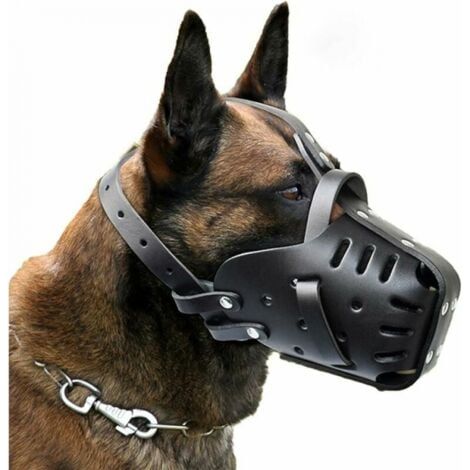 M Muselières pour Animaux de Compagnie,Cuir Fait à,Chiens Taille Moyenne et Grande,Berger Allemand Doberman,Masques Anti-Morsure Le Dressage Chiens,muselières défense (1/5)