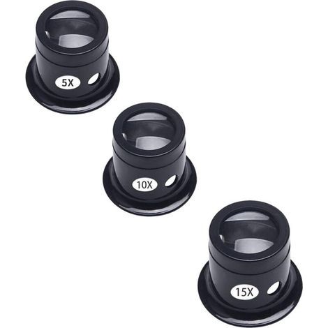Lupa para reparación de relojes, lupa de joyero, herramienta para reparación de relojes, lupa de relojero, lupa ocular mecánica de precisión, lupa para relojes de 5X, 10X y 15X, 3 piezas. (1/5)