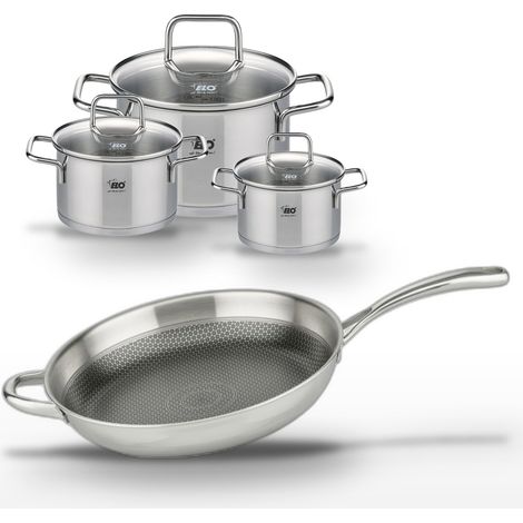 Lot Poêle 32 cm & 3 Faitouts 12/14/20 cm Elo Relief Evolution (1/5)
