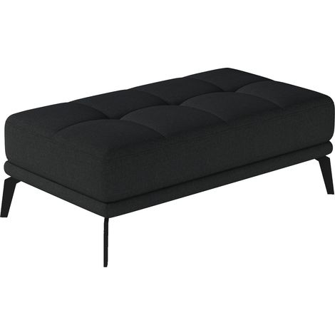Pouf moderne tissu capitonné et pieds métal noir TORPILLE-Noir (1/3)