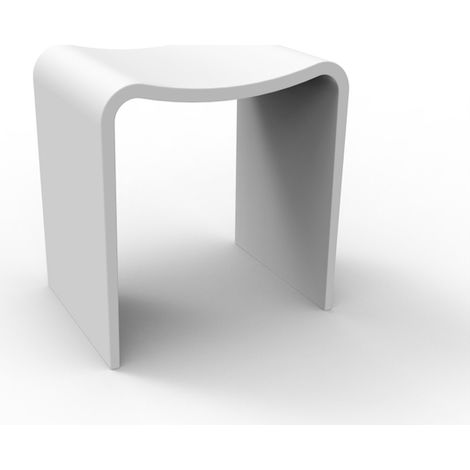 ZEZA Solid Tabouret de salle de bains - 40x30x43 cm - solid surface - blanc mat (1/4)