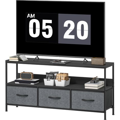 HOMCOM Mobile porta TV con 2 Cassetti Pieghevoli e Mensola 120x29x56cm Nero (1/5)