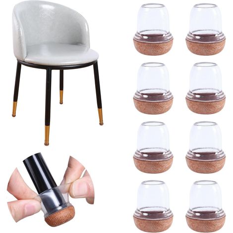Protectores de patas de silla, tapas redondas de silicona de 14-19 mm con fieltro grueso, 16 almohadillas transparentes para patas de silla, reducen los arañazos.