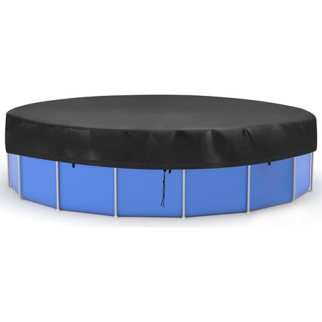 Bâche de Piscine Ronde 460cm, Couverture de Protection UV, Oxford 420D, Noir (1/5)