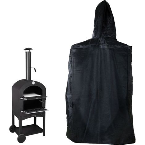 Housse de protection pour four à pizza d'extérieur, avec cordon de serrage, imperméable et anti-poussière, en tissu Oxford noir (1/5)