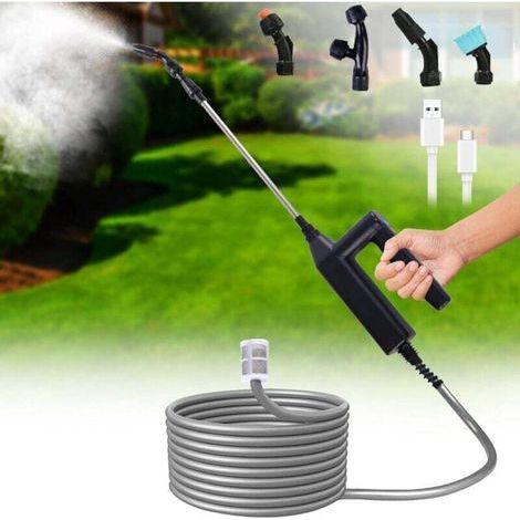 -Pulvérisateur Électrique à Pression Multi-Vitesse Rechargeable+Perche Télescopique avec de 8M et 4 Buses,Pulvérisateur Portable de Jardin pour Patio,Pelouse,Lavage de Voiture (1/4)