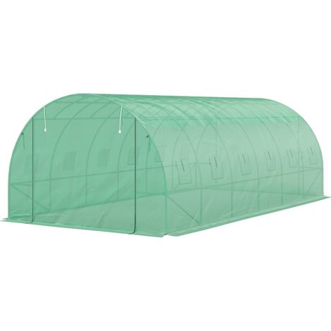 CHICFURN Invernadero túnel de jardín 600x300x197 cm plástico verde, puerta enrollable (1/5)