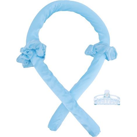 Brosse à friser sans chaleur Foam Roller, tige de bouclage froide avec pince à cheveux, bandeau bleu. (1/5)