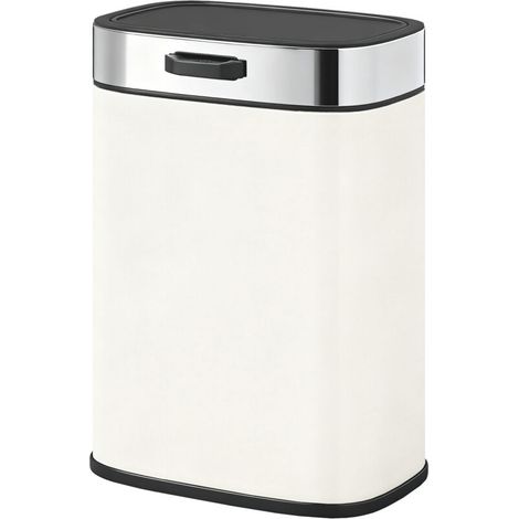 Poubelle 5L, sur pied ou murale, en acier inoxydable, blanc crème (1/4)