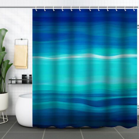 Sollbry ensemble de rideaux de douche dégradés bleu foncé pour salle de bain, tissu texturé imperméable, accessoires de décoration de bain 72\ (1/4)