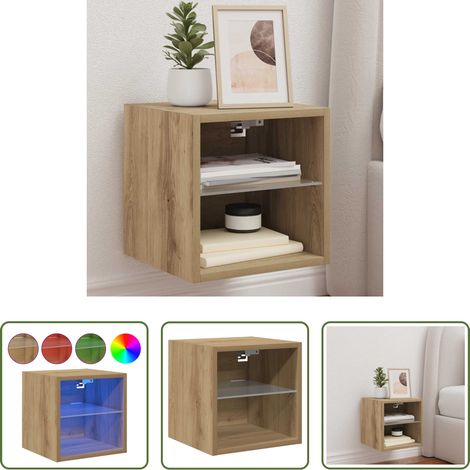 LED-Leuchten - TV-Wandschrank mit LED-Leuchten Artisan-Eiche 30x28,5x30cm (1/5)