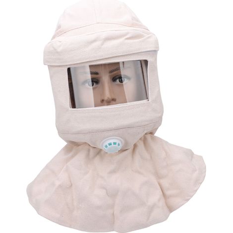 Cagoule de sablage robuste en toile anti-poussière et ventilée, idéale pour la peinture, la découpe de pierre, la décoration et le meulage. (1/5)
