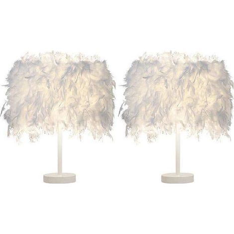 Set mit 2 Feder-Tischlampen E27 Dekorative Beleuchtung für Nachttisch, Schlafzimmer, Flur (1/5)