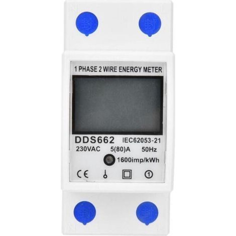 Contatore elettrico digitale, contatore elettrico monofase per montaggio su rotaia, contatore elettrico multifunzione monofase a due fili (1/5)