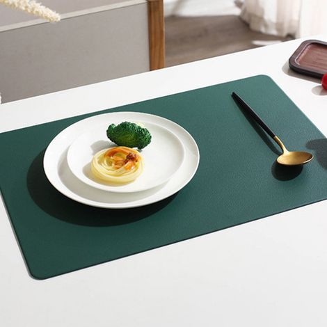 Sous-Plat Cuir Synthétique - Rectangulaire 45x30 cm - Antidérapant - Double Épaisseur - Protection Thermique et Anti-rayure - Vert - 1 Pièce (1/5)