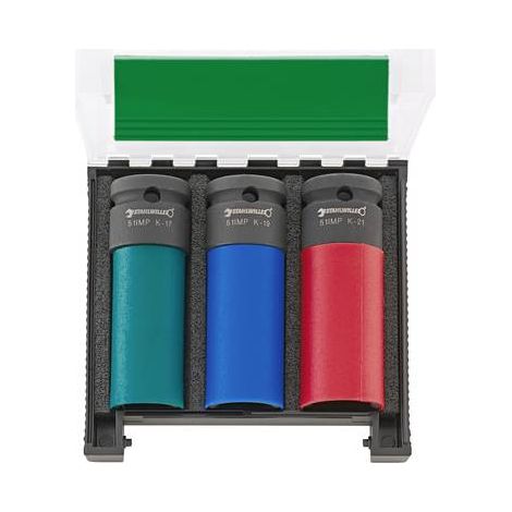 Stahlwille IMPACT juego de vasos codificados en colores azul amarillo rojo