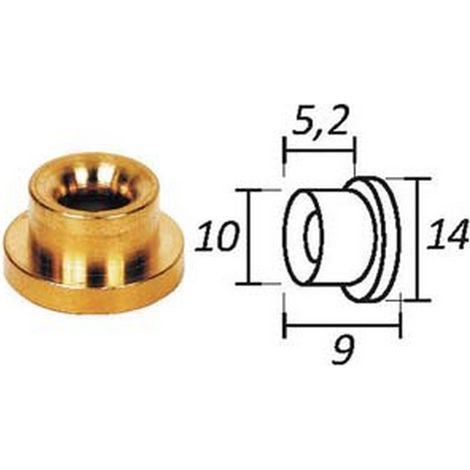 10PZ PASSAFILO IN OTTONE PER TESTINE CON SEDE  - ø mm.9, ø esterno mm.14