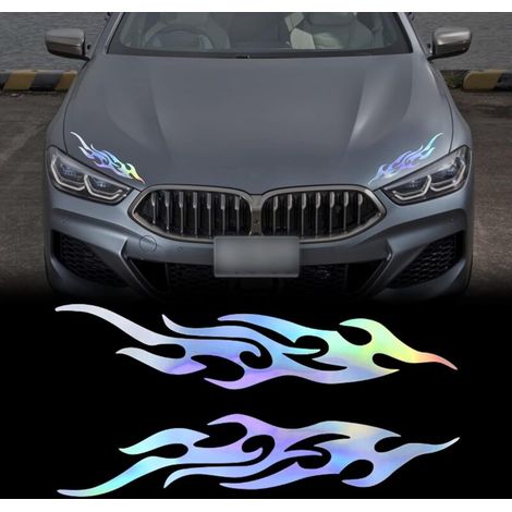 CSPARKV Lot de 2 autocollants réfléchissants de flamme de 40 cm pour voiture, course de flammes, rayures sportives, pour chariot de golf, vinyle imperméable, décoration pour carrosserie de voiture, ca (1/5)