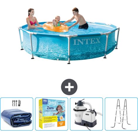 Intex-Schwimmbecken mit rundem Rahmen – 305 x 76 cm – Wasserdruck – im Lieferumfang enthalten Accessoire CB71