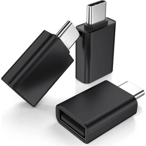 Adaptateur USB C mâle vers USB 3.0 femelle, lot de 3, convertisseur Thunderbolt 3 Type C OTG pour MacBook Pro 2022, iPad Mini 6, Air 4/5, Surface Go, Samsung Galaxy S23/S22/S20 Plus Ultra (1/5)