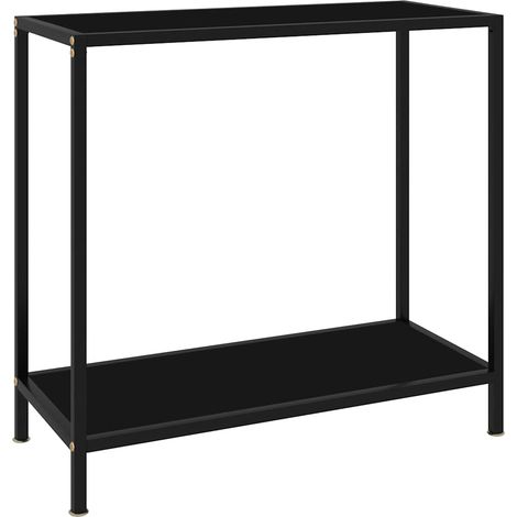 Console en verre trempé noir, 80 x 35 x 75 cm