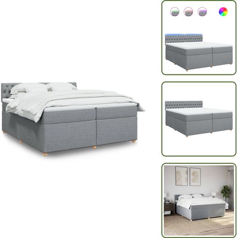 Sommier à lattes de lit avec matelas Gris clair 200x200cm Tissu - Sommier À Lattes De Lit - Sommiers À Lattes De Lit - Lit - Meuble De Chambre À Coucher (1/5)