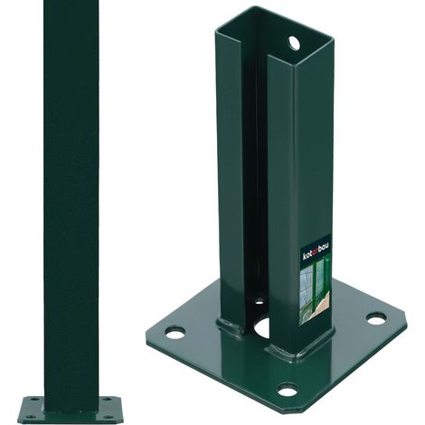 KOTARBAU® Support Poteau - pour Clôture - à Visser - Pied de Poteau - Acier Revêtu par Poudre - 60 x 40 mm - Vert - Fixation Robuste