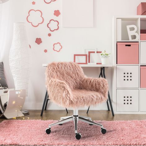 Sedia da ufficio 57x60x75-85 cm rosa in nylon con altezza regolabile e ruote girevoli (1/5)