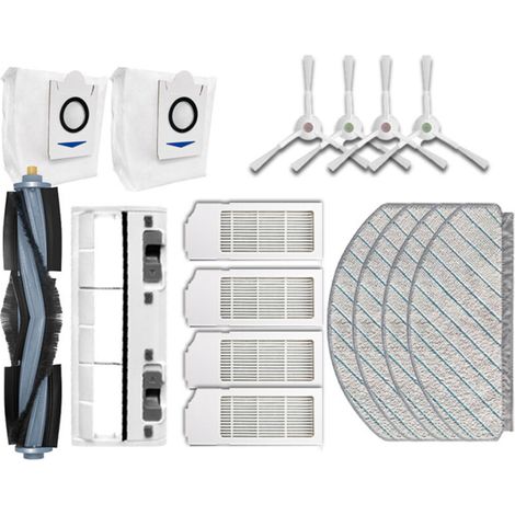 Compatibile con gli accessori per gli aspirapolvere robot autonomi Ecovacs T10 e T10Plus: spazzola principale, filtro, spazzola laterale, sacchetto raccoglipolvere. (1/4)