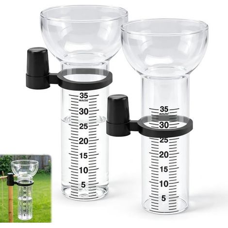 Lot de 2 pluviomètres - Hauteur : 17,5 cm - Précision : jusqu’à 35 mm/m² - Verre borosilicate haute densité - Lecture facile (1/5)