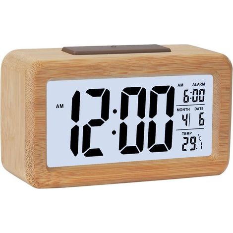 Réveil numérique avec grand écran LCD, affichage de la date et de la température avec fonction snooze et veilleuse pour enfants, maison, chambre et bureau (1/5)